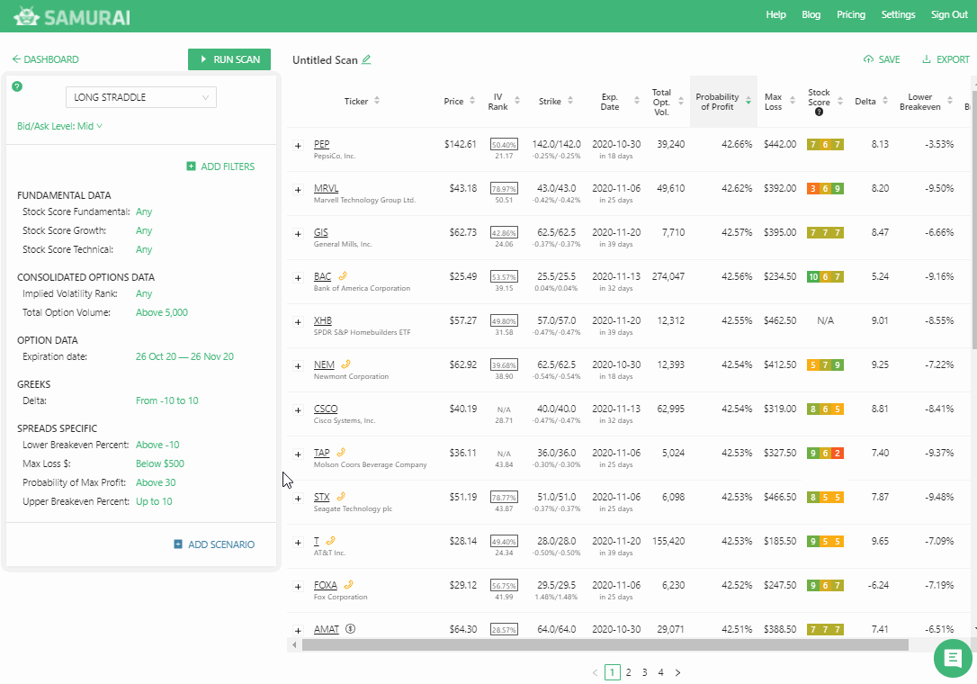 RV Percentile filter