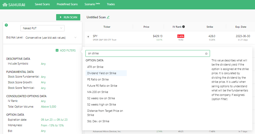 Value on Strike - Option Samurai