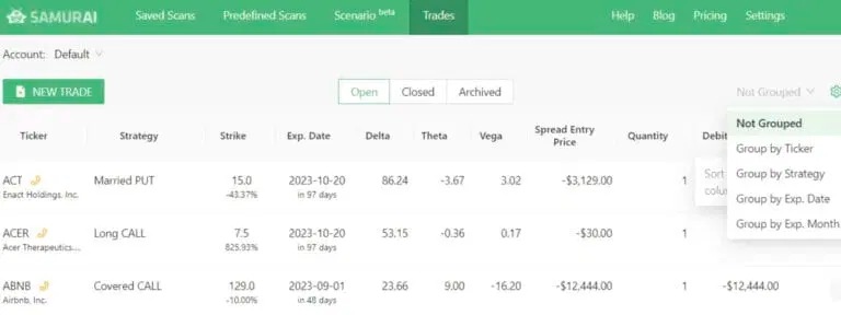 options trading journal Option Samurai